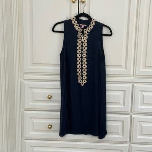 Lilly Pulitzer navy and gold swing dress